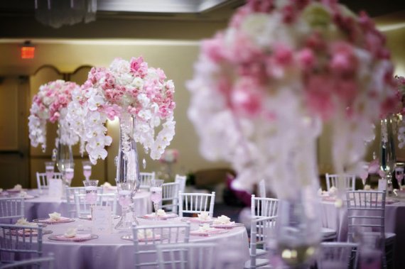 decoration mariage gris blanc rose