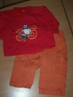 Pantalon orange IN EXTENSO + sweat leger rouge BON ETAT 2 €