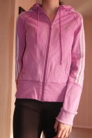 Sweat zippé rose & blanc a capuche T 38 ( inscrit 42 mais taille petit ) ADIDAS 4€