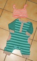 TINY BABY Combilongue coton raté vert & orange + bonnet MOTHERCAR 5€