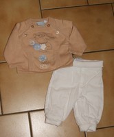 NAISSANCE : Pull beige + pantalon blanc PANPAN & KIMBALOO