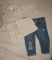 3 MOIS : Enble chemise beige ROI LION + jean taille réglable OBAIBI 3€