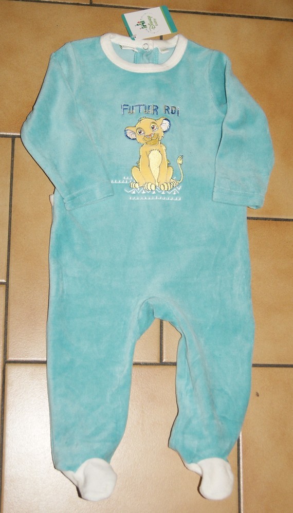 9 MOIS : Pyjama velour turquoise ROI LION 3€