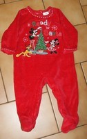 12 MOIS : Pyjama velour rouge noel MICKEY & MINNIE 4€