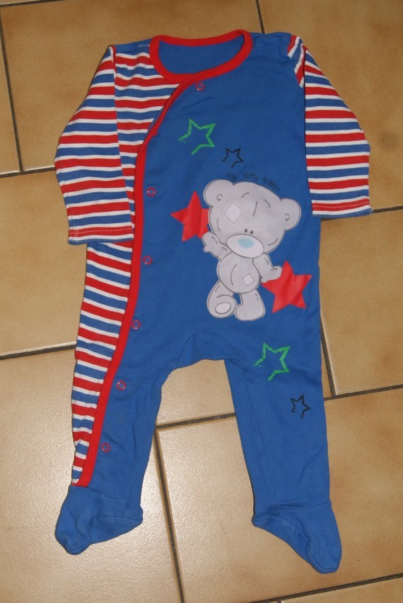 9 MOIS : Pyjama coton bleu & rouge TINY TEDDY 3€