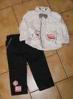 24 MOIS :  Enble chemise + pantalon marine & blanc DALMATIEN DISNEY STORE 6€