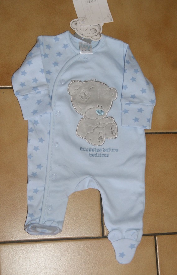 1 MOIS : ( Tiny taille grand ) Pyjama coton bleu TINY TEDDY