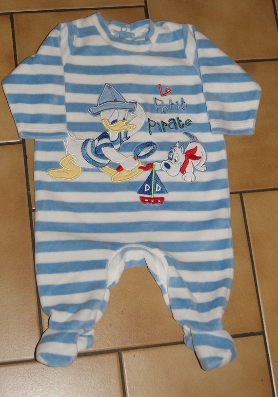 3 MOIS : Pyjama velour rayé bleu & blanc DONALD DISNEY STORE 4,50€