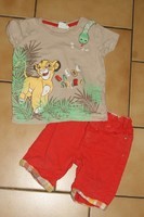 18 MOIS : Enble T shirt + bermuda taille réglable ROI LION 3€