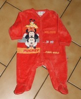 1 MOIS : Pyjama velour rouge MICKEY & CO