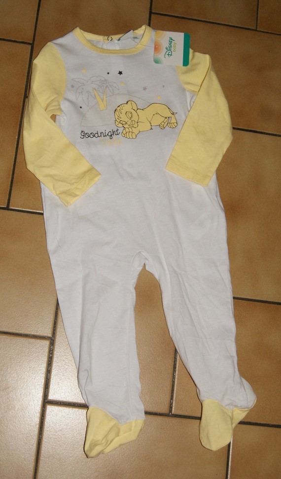 24 MOIS : Pyjama coton blanc & jaune ROI LION 3€