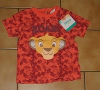 24 MOIS : T shirt orangé rouge ROI LION 4€