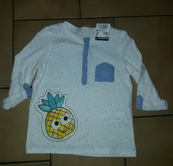 24 MOIS: Haut ml réductible 3/4 pois ananas IN EXTENSO 3€