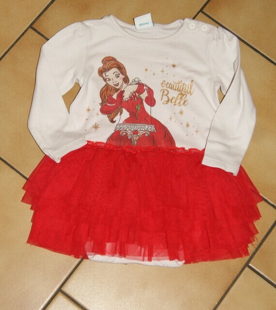18 MOIS : ( 9/12 taille grand ) Robe tutu blanc & rouge BELLE