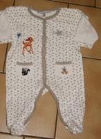 3 MOIS : Pyjama coton blanc & gris ( créé par mes soins ) Bambi & Panpan