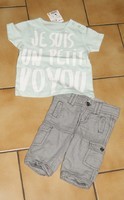 3 MOIS : Enble T shirt + pantalon leger taille reglable  KIABI & TAO ( NEUF)