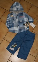 12 MOIS : Enble pantalon + chemie capuche bleu MICKEY DISNEY STORE ( NEUF)