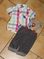 1 MOIS : Enble chemisette + pantalon salopette KIABI