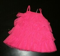 9 MOIS : ( petit 12 ) Robe froufrou rose fluo ORCHESTRA