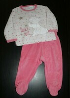 12 MOIS : Pyjama velour rose ( haut un peu grisé ) PANPAN