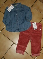 12 MOIS : Enble pantalon vieux rose taille reglable + chemise TAPE A L OEIL