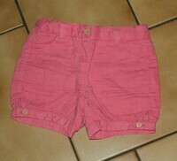 18 MOIS :Short coton rose taille reglable TAO