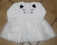 6 MOIS : Robe blanche tulle Chat PRIMARK