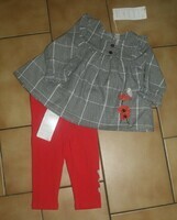 12 MOIS : Enble blouse + legging gris & rouge ORCHESTRA