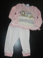 12 MOIS  : Pyjama 2 pces coton rose & blanc BAMBI & PANPAN
