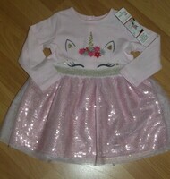 12 MOIS : Robe rose tulle pailleté licorne IN EXTENSO