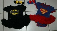18 MOIS : Robes bodys tutu deguisement + bandeaux BATMAN & SUPERMAN