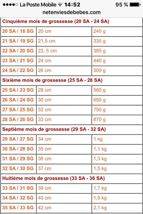 22 Semaine A 350g Pour Poid Faible