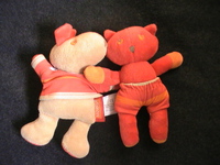 Doudous chien et chat rouge et orange - Marèse