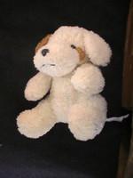 doudou peluche chien 18 cm blanc et marron - marque Auchan