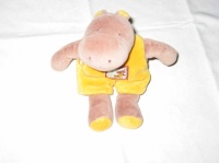 Doudou hippopotame marron et jaune 18 cm - Les Zazous - Marque Moulin Roty