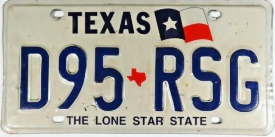 90-s-Texas-Passenger-License-Plate-D95RSG-The-Lone