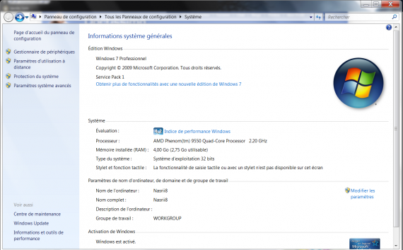 Indice de performance windows