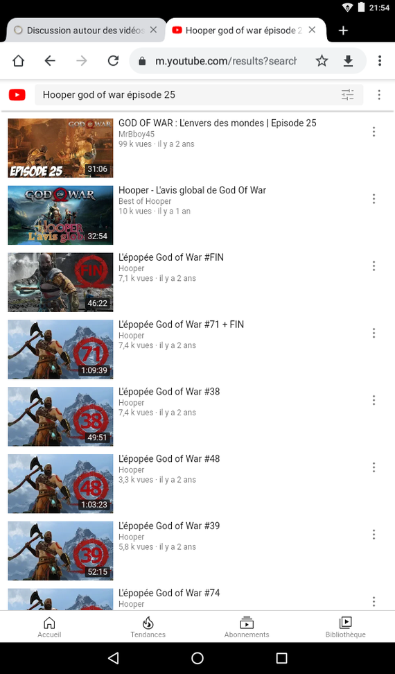 Résultat de la recherche YouTube Hooper+God of war+ épisode 25