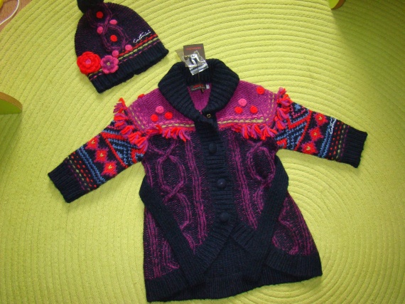 Gros gilet en laine Spirit Ethnique - Taille 2 ans - Bonnet - Taille 3