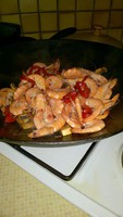 Crevettes-au-wok-poivrons-champignons