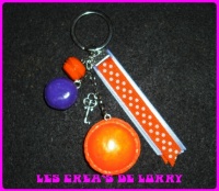 Porte-clef macaron 5 € orange et violet