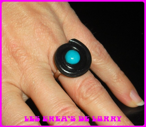 Bague réglisse 4 € turquoise