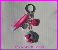Porte-clef coeur 8 € rose sur gris