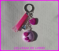 Porte-clef coeur 8 € violet sur blanc
