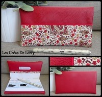 Porte chéquier 15 € cachemire rouge (VENDU)