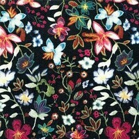 Simili cuir noir motif fleurs multicolores 561g (PLUS DISPONIBLE)