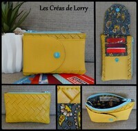 Porte Cartes 15 € S panier jaune Floral gris  (VENDU)