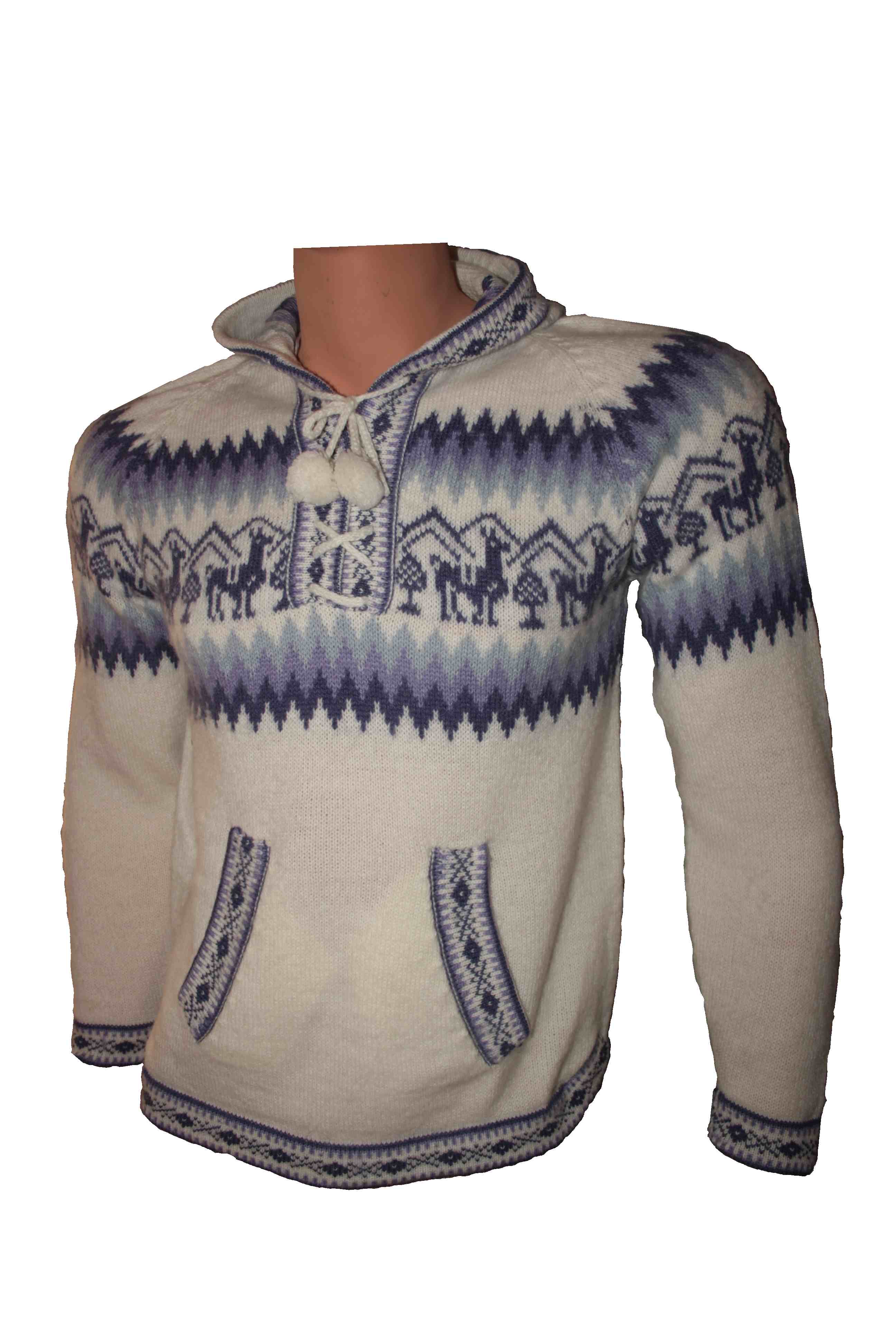 Pull-homme-alpaga-peruvien-blanc-boutique-perou-VH-PLL-BL - VĂȘtements pĂ©ruviens pour hommes - La pull alpaga homme