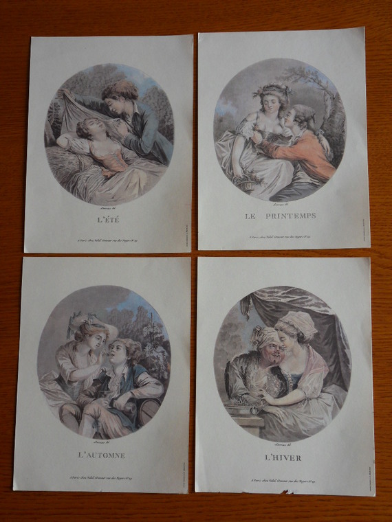 2.50€ Les 4 gravures LES 4 SAISONS de Nicolas LAVREINCE à Louisanouhan le 15.7.14 à Etampes LBC