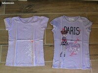 3€ Lot de 2 T-shirts In Extenso Taille 10 Ans